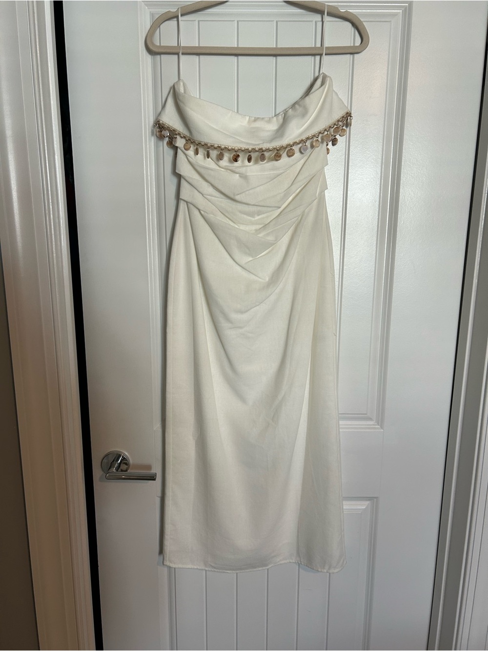 Altar’d State Saylor White Strapless Dress with Beaded Trim